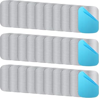 Bewudy 30 Self-Adhesive Metal Plates, Replacement Set for Phone Case, Car, Square Plates, Adhesive Base for Magnets 5 x 3.8CM