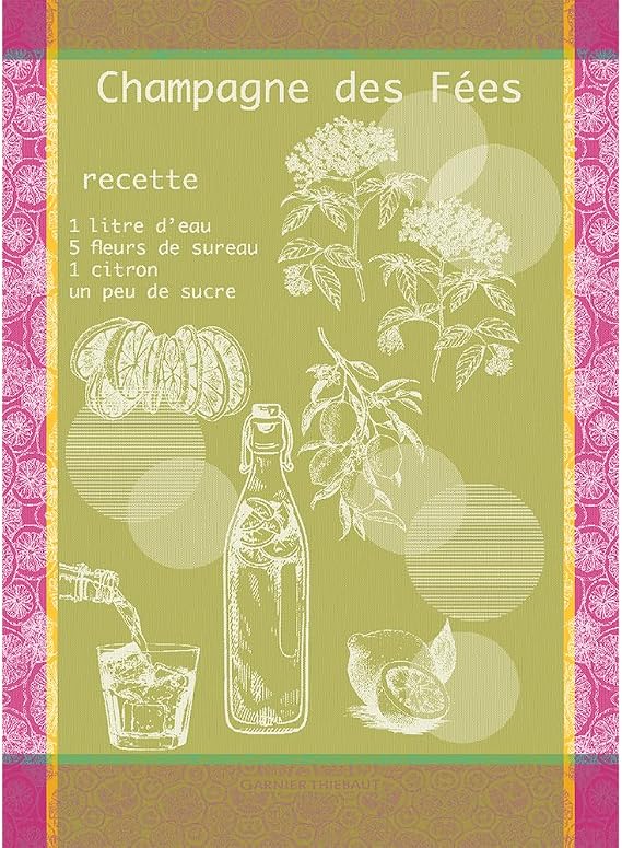 Garnier Thiebaut Champagne Des Fees Mousse (Fairy Champagne) French Kitchen Towel 22"x30", Cotton, Jacquard