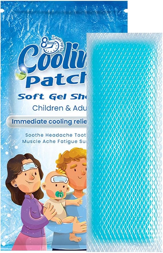 Cooling Strips Fever Patches Cooling Patches Hot Weather Cooling Gel Patches Adults Headache Patches Cooling Forehead Strips Cooling Gel Sheet Forehead Fever Cool Pads Cooling & PainRelief