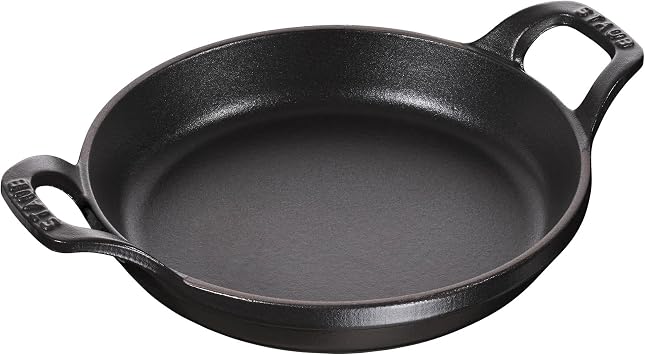 Staub Cast Iron 4.5-inch Mini Round Gratin Baking Dish - Matte Black, Made in France