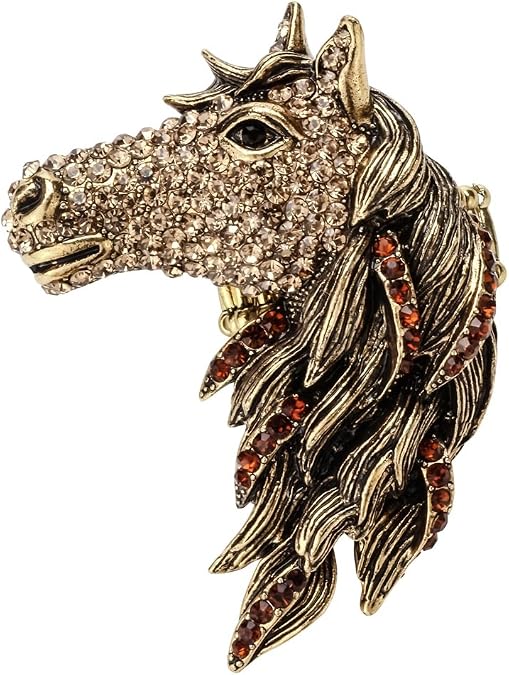 Szxc Jewelry Women's Crystal Big Horse Brooch Pendant Necklace