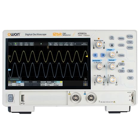 OWON Digital Oscilloscope ADS802A, 70 MHz 2CH 12 Bits, Lab Oscilloscope
