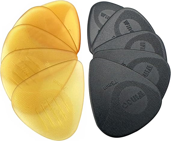 WINGO Guitar Picks 10 Pack, Non Slip Picks with Grip Stamped for Acoustic Electric Guitar Bass, 073mm, 088mm, 1.00mm, 1.25mm, and 1.50mm Includes Medium, Heavy, Extra Heavy.