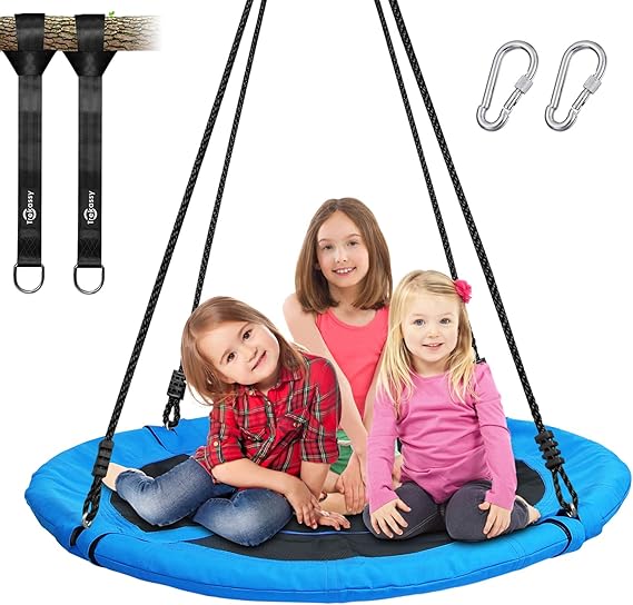 Trekassy 40" Saucer Tree Swing, 700LBS Heavy Duty Swing for Kids & Adults | 900D Oxford Fabric with Waterproof Design, Includes Tree Hanging Straps and Adjustable Ropes for Easy Setup