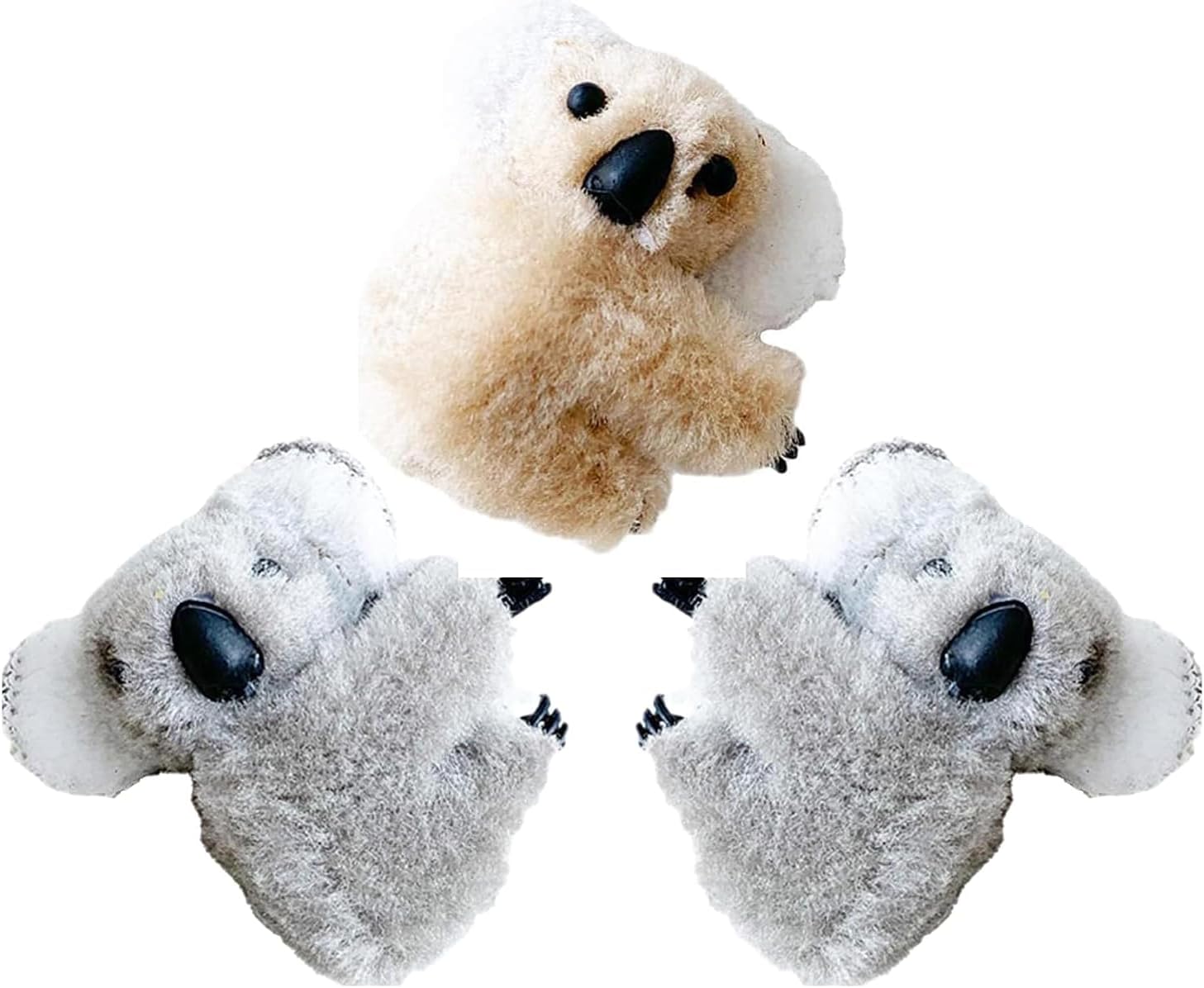 3 Pcs Plush Gray and Khaki Koala Hair Claw Clip,Cute Cartoon Clip-on Koala Stuffed Animal Clips Mini Hairpin Barrettes Animal Headwear Hair Accessories for Women