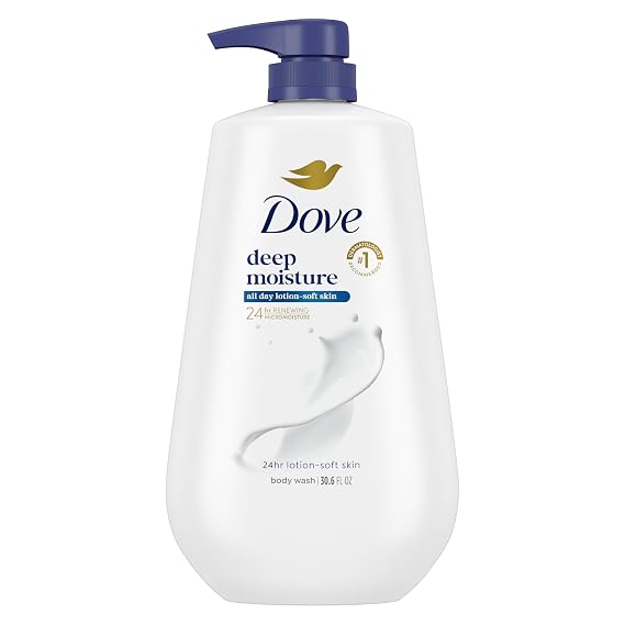 Dove 24hr Lotion Body Wash Deep Moisture, 30.6 oz | Moisturizing body wash with MicroMoisture technology for 24-hour hydration and lotion-soft skin