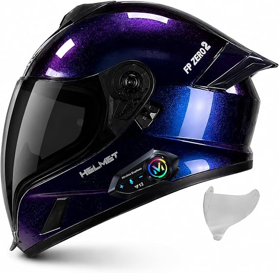 Bluetooth Full Face Motorcycle Helmet DOT Approved Modular Motorcycle Helmets with Built-in Sun Visor, Multi-Ventilation Ports, for Adults Men Women Casco Moto Hombres Mujeres
