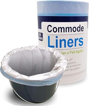 Commode Liners - Pack of 50 Disposable Commode Liners - Fits All Standard Bedside Commodes - Eliminates Odors - Never Clean A Pail Again