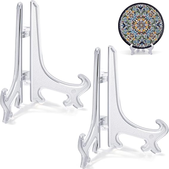 2Pcs Small Clear Acrylic Plate Stands for Display 3Inch Holders