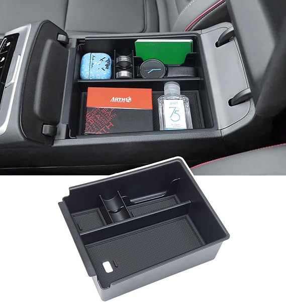 PIMCAR Center Console Tray Organizer for 2022-2024 Hyundai Tucson Limited & Hybrid SEL,Armrest Insert ABS Material Secondary Storage Box with Black Non-Slip Pad