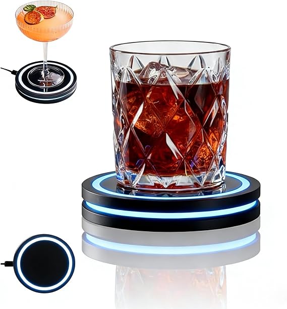 Smart Coaster 2.0 Cocktail Machine - Portable Smart Drink Mixing Coaster with Interactive Lighting, Built-in Smart Sensing Tech, Easy to Clean & Carry, Compact Storage Cocktail Maker Machine