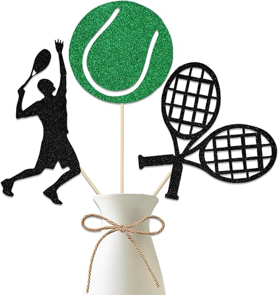 Sports Tennis Centerpiece Sticks,Tennis Birthday Party Decorations,Sports Theme Birthday Baby Shower Party Supplies,Ball Party Decoration for Kids 12 Pcs