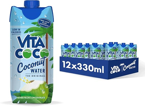 Vita Coco - Original Coconut Water 12x330 ml, Gluten Free, Full of Vitamin C, Good Source of Potassium, Low-Calorie, Thirst Quenching Refreshment