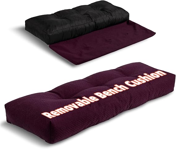 Bench Cushion 45 Inch - Sackcloth Fabric, High-Density Foam, Non-Slip Bottom, Soft Durable Indoor Tufted Long Seat Cushion for Window Garden Furniture (Purple, 45x18x4 Inch)