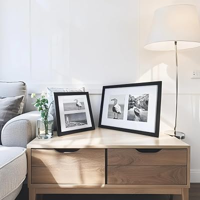8x10 with Two 4x6 Openings & 11x14 with Two 5x7 Openings Picture Frame Photo Collage Frame Black Wooden Wall Frame