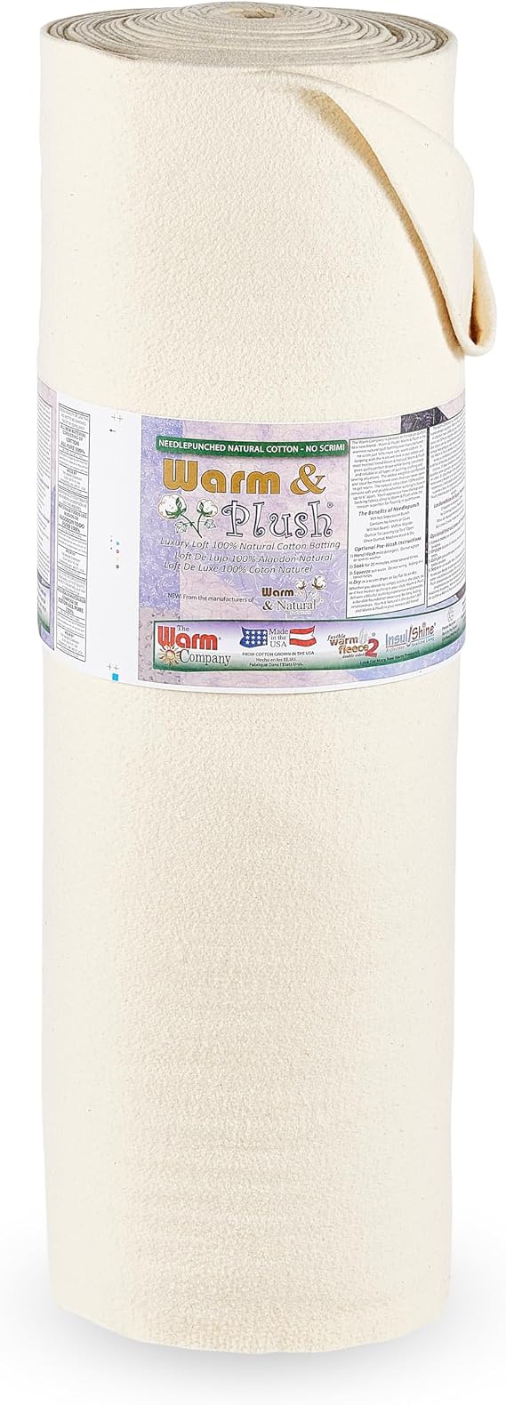 The Warm Company - Warm & Plush Cotton Batting 45" x 10 Yard Bolt, Extra Loft 100% Cotton Quilt Batting for Sewing & Quilting Projects