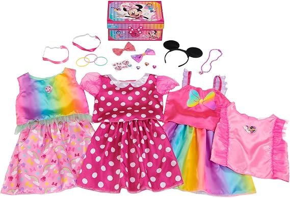 Disney Junior Minnie Mouse Bowdazzling Dress-Up and Pretend Play Trunk, Fits Sizes 4-6X, Kids Toys for Ages 3 Up, by Just Play