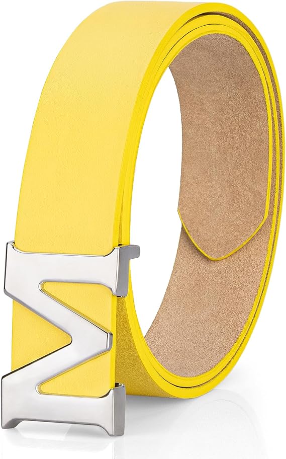 maikun Womens Belt Casual, M Buckle Faux Leather Cosplay Belt, Multi Color