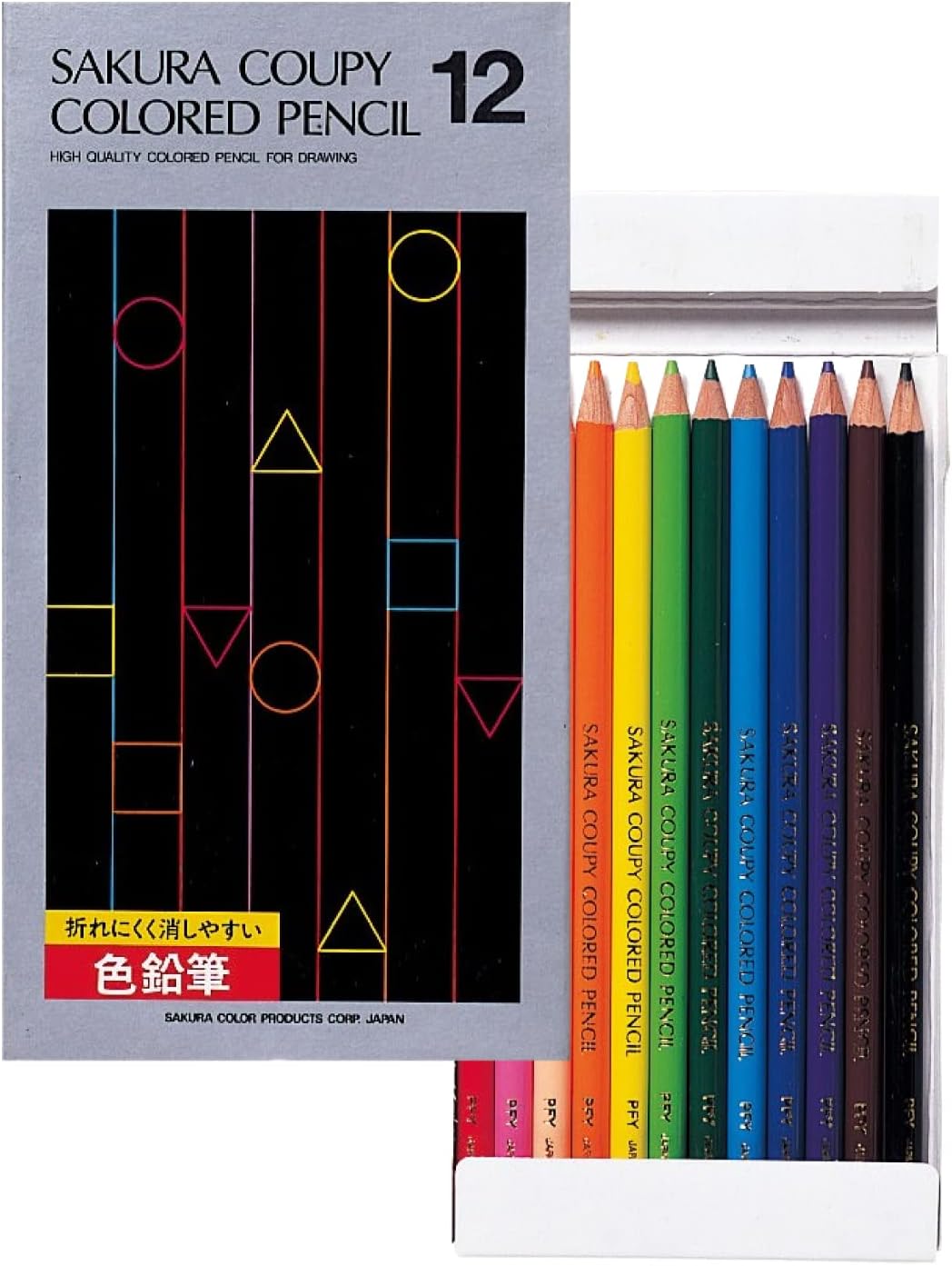 Sakura Crayons Coupy Colored Pencils, 12 Colors, Paper Box, PFY12K