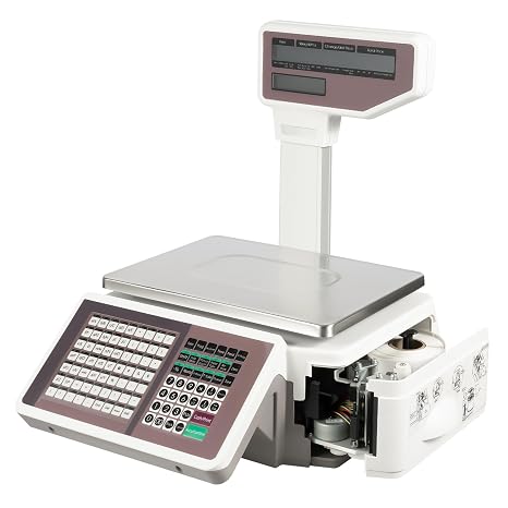 Label Printing Scale, 30Kg/66.13Lbs Commercial Electronic Price Computing Scale Digital Food Produce Weight Scales with LCD Display & Td Printer for Retail Outlet Store, Market, Farmer, Meat, Fruit