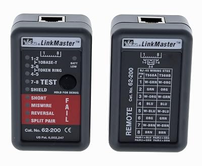 IDEAL INDUSTRIES INC. 62-200 LinkMaster RJ-45 CAT5e6 Wiremapper, LED Based Cable Tester for CAT35e66a Cables