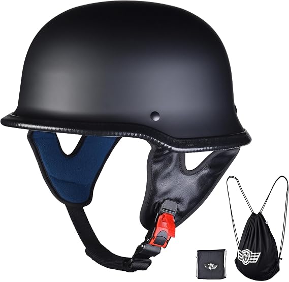 AHR Motorcycle Helmet German Style Half Helmet for Bike Cruiser Scooter | Chopper Half Face Helmet for Men Women DOT Approved, RUN-G