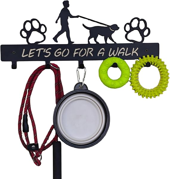 Dog Leash Holder Wall Mount, Dog Supply Organizer with 5 Hooks