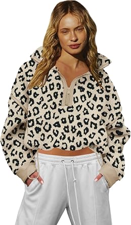 LAMISSCHE Half Zip Sweatshirt Women Oversized Sherpa Jacket V Neck Fleece Pullover Hoodie with Pockets