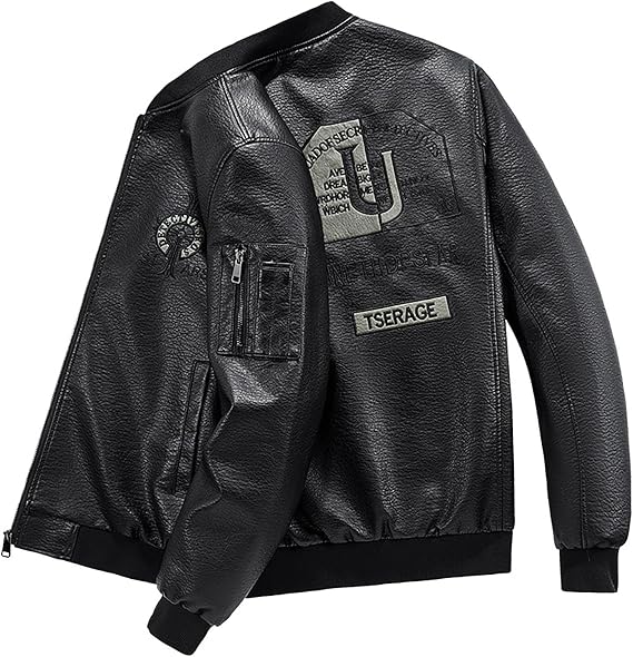 Motorcycle Jacket Men's Vintage PU Leather Jacket Zipper Biker Jacket Punk Leather Coats Hip Hop Streetwear Stand-Up Collar Faux Leather Jacket Autumn Winter Transition Jacket Outdoor Leisure