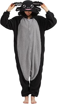 Animal Axolotl Onesie Pajamas Unisex Adult Halloween One-Piece Costume Cosplay for Women and Men