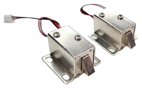 12V Solenoid Cabinet Lock 2-Pack Fail-Unlocked Electric Drawer Lock, Normally Open Latch for Lockers, Mailboxes, Access Control, Smart Home & Security Systems