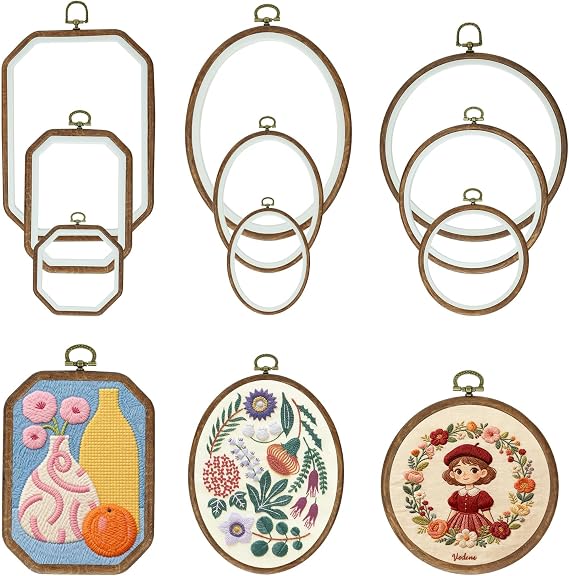 CEBLISH 9 Pcs Embroidery Hoop Frame, Imitated Wooden Embroidery Hoops