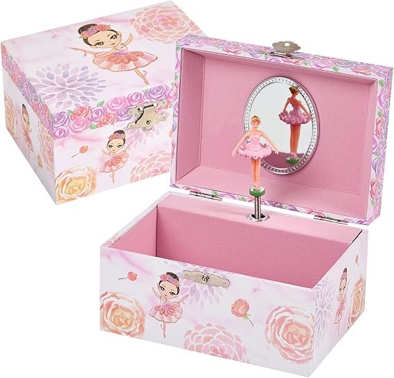 Girls Ballerina Musical Jewelry Box,Music Box with Spinning Ballerina,Ballet Girls Christmas and Birthday Gifts for Jewel Storage