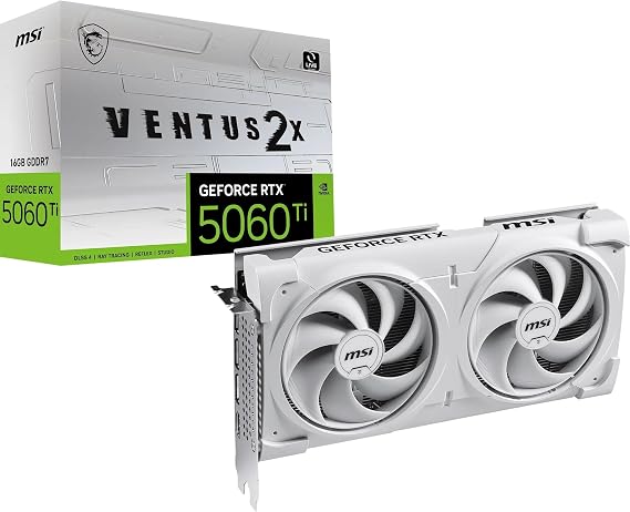 MSI GeForce RTX 5060 Ti 16 G Ventus 2X OC White - 16GB GDDR7 (28Gbps/128-bit), PCIe 5, Boost: 2602 MHz, HDMI 2.1b, DisplayPort 2.1b