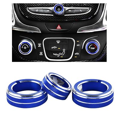 CARFIB Volume AC Knobs Decals for Chevrolet Chevy Equinox LT Accessories Air Control Push Auto Sync Stickers Caps Covers Parts Car Interior Inside Decoration Men Women Aluminum Alloy Blue Pack of 3