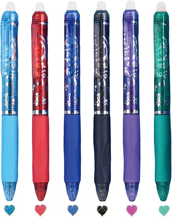 MOZXIRZ 6 Pcs Erasable Colored Pens Retractable Pens Cute Colorful Erasable Pen 0.5mm Point Coloured Gel Pen for Women Girls Men Boys Office School Supplies (6Pcs Colored)