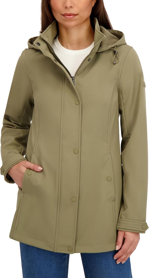 HFX Women's Performance Softshell Jacket Wind & Water-resistant Fleece Lined Transitional Coat, Hi-low Hem