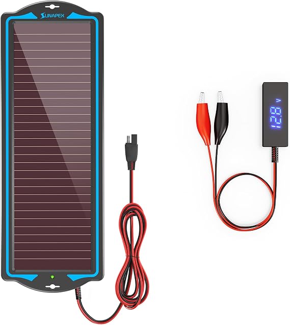 SUNAPEX 1.8W Solar Battery Charger with Battery Voltage Tester