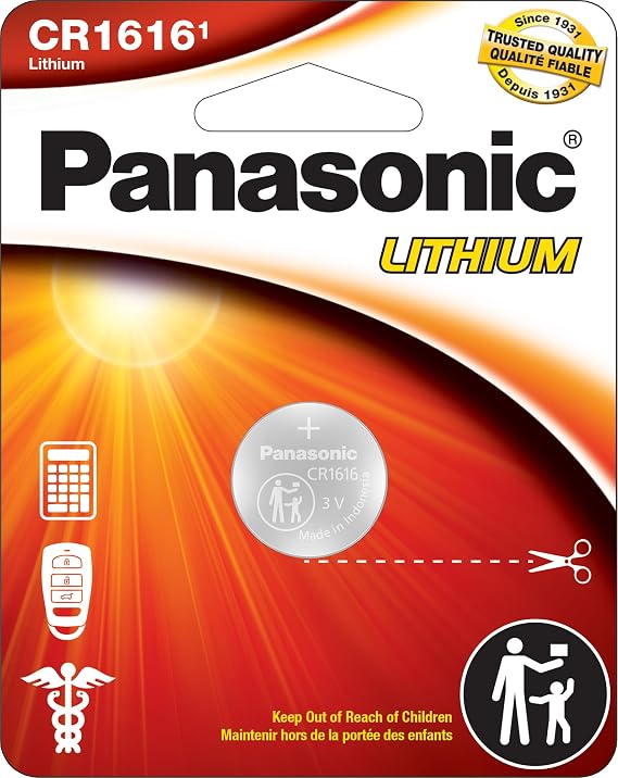 Panasonic CR1616 3.0 Volt Long Lasting Lithium Coin Cell Batteries in Child Resistant, Standards Based Packaging, 1-Battery Pack