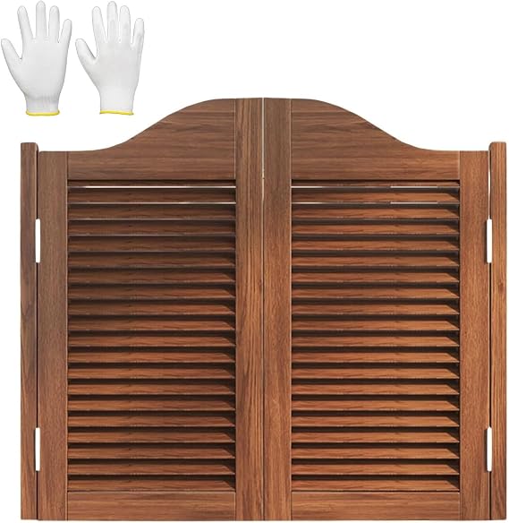 Saloon Swinging Doors 30/32/36 Inch Wide, Wooden Half Saloon Door with Hinges, Swing Cafe Door, Two-Way Open Partition Door Half Doors for Bar,Kitchen(Brown,29X 39)