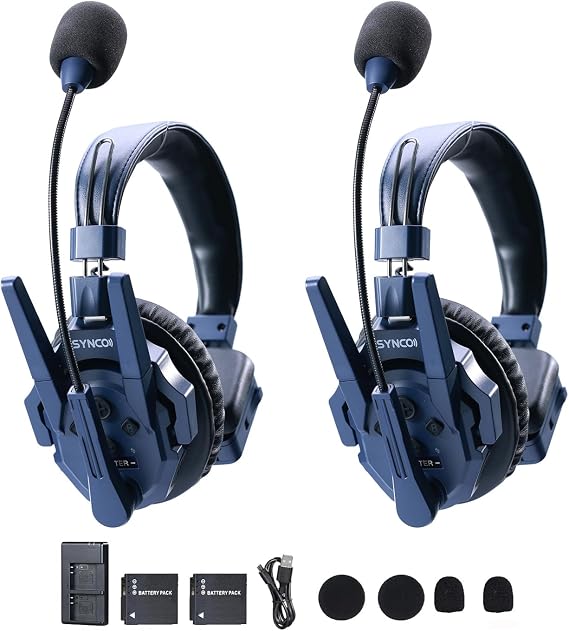 SYNCO XTALK Master 2 Users Full Duplex Wireless Intercom Headset System A/B Team Selected Intercom Communication Headset App ENC 2.0 Noise Reduction Program Real-time Monitoring 500m/1640ft Range