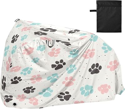 Doodle Dog Paw Bike Cover Waterproof Outdoor Storage, Bicycle Cover Rain Sun UV Wind Proof for Mountain Bike,Road Bike,Electric Bike
