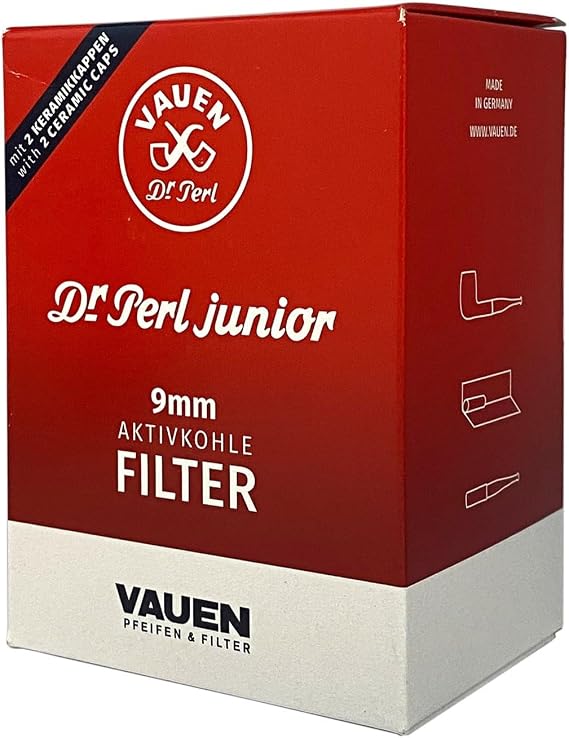 VAUEN Dr. Perl Junior 9mm Charcoal Pipe Filters, 180 Count Value Pack
