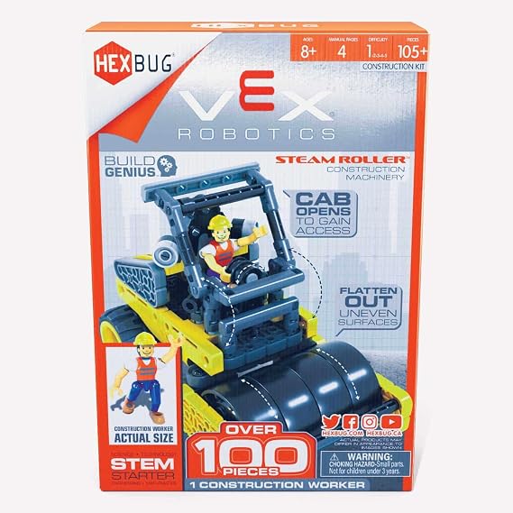 HEXBUG VEX Robotics Steam Roller, Buildable Construction Toy, Gift for Boys and Girls Ages 8 and Up