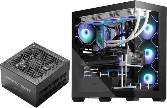darkFlash DS900 ATX Full View Dual Tempered Glass PC Case + PMT750 Fully Modular ATX Power Supply(Black)