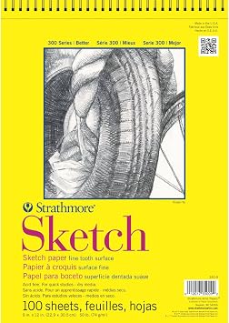 Strathmore 300 Series Sketch Pad, 14x17 inch, 100 Sheets, Glue Bound - Artist Sketchbook for Drawing, Illustration, Art Class Students