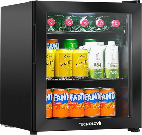 Touch Panel Temperature Control Refrigerator, 10.6 gal 46 L Compressor Type, 32-72°F 0-22°C, For Drinks, Direct Cooling Type, Width 16.9 inches 43 cm, Automatic Defrost, Left and Right Open