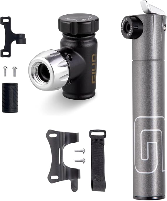 GIYO Small Bike Tire Pump & CO2 Inflator Christmas Bundle for Cyclists | 80 PSI Micro Pump + All Metal CO2 Regulator with Flow Control Valve | Taiwan Made