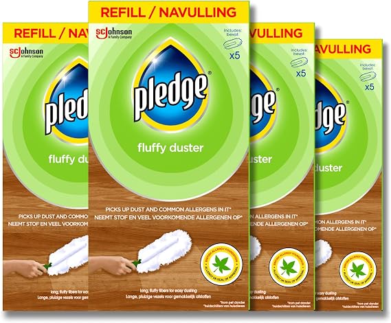 Pledge Duster Refills - Pick Up Dust, Dirt and Lint with a Few Effortless Swipes, Pack of 4x5 Refills