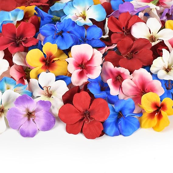 50PCS Artificial Orchid Flower Heads, Fake Orchid Flowers Head Silk Bulk Flower for Craft Bridal Hair Clips Dress Party Supply Table Decorative (Mix Colour)